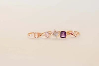 Ring with 5X9MM Elongated Hexagon Pink Amethyst and .32 Carat TW of Diamonds in 14KT Rose Gold