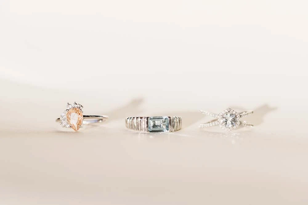 Ring with 8X6MM Emerald Cut Aquamarine in 14KT White Gold