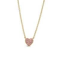 16″+2″ Barbie “Mommy and Me” Heart Necklace with Pink Sapphire in Gold Plated Sterling Silver