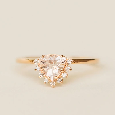 Ring with 6MM Trillion Cut Morganite and .08 Carat TW of Diamonds in 14KT Rose Gold