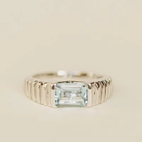 Ring with 8X6MM Emerald Cut Aquamarine in 14KT White Gold