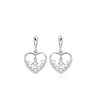 Heart Earrings with Cubic Zirconia in Sterling Silver