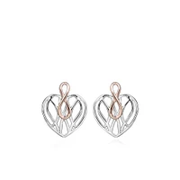 Infinity Heart Earrings in Silver and Rose Tone Sterling Silver