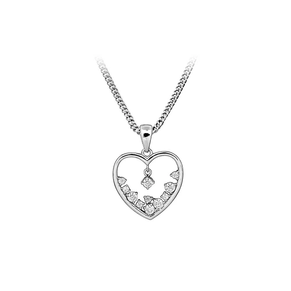 Heart Pendant with Cubic Zirconia Sterling Silver with Chain