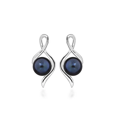Earrings with 5MM Black Freshwater Pearl in Sterling Silver