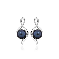 Earrings with 5MM Black Freshwater Pearl in Sterling Silver