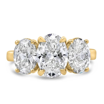 Trinity Engagement Ring with 4.00 Carat TW of Lab Created Diamonds in 14kt Yellow Gold