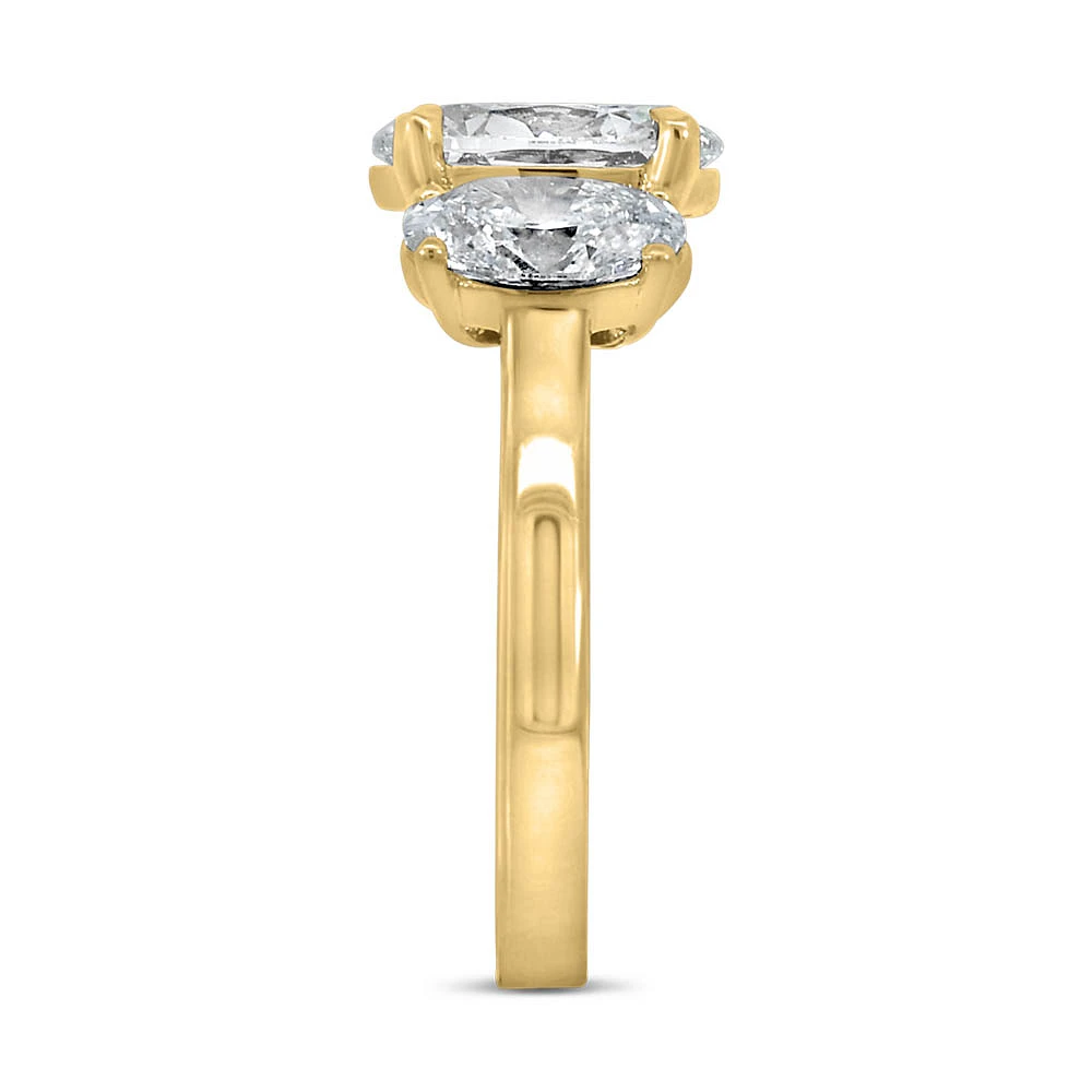 Trinity Engagement Ring with 4.00 Carat TW of Lab Created Diamonds in 14kt Yellow Gold