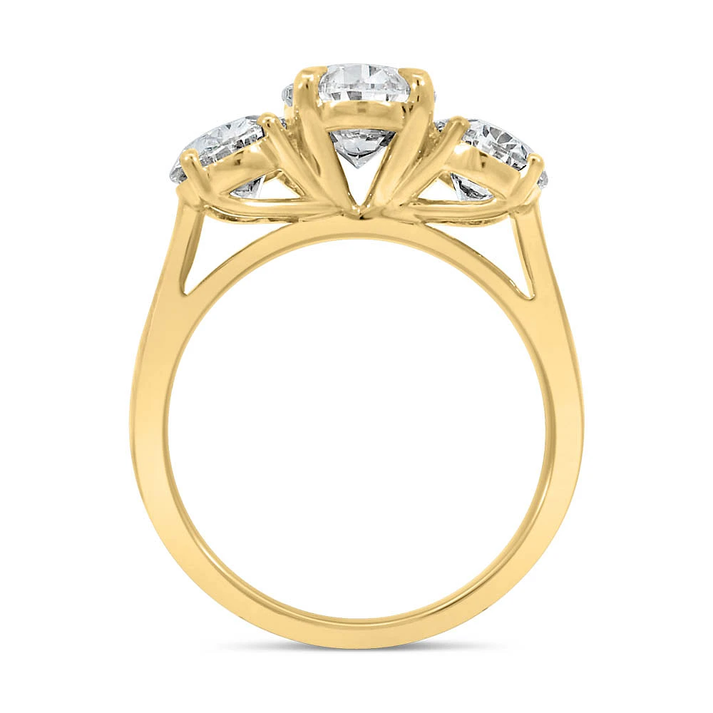 Trinity Engagement Ring with 4.00 Carat TW of Lab Created Diamonds in 14kt Yellow Gold