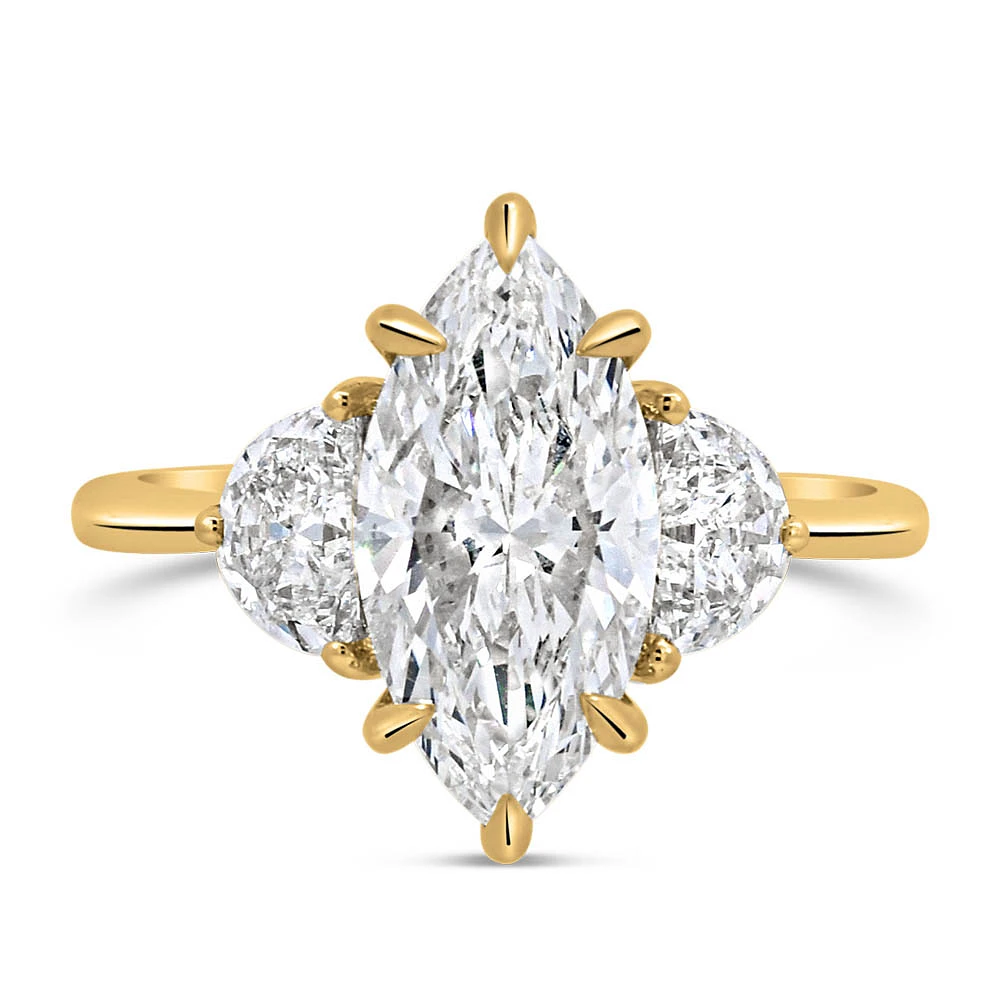 Marquise Engagement Ring with 3.20 Carat TW of Lab Created Diamonds in 14kt Yellow Gold