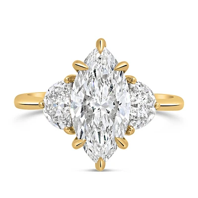 Marquise Engagement Ring with 3.20 Carat TW of Lab Created Diamonds in 14kt Yellow Gold