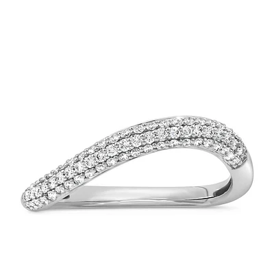 Curved Pave Wedding Band with .30 Carat TW of Lab Created Diamonds in 14kt White Gold