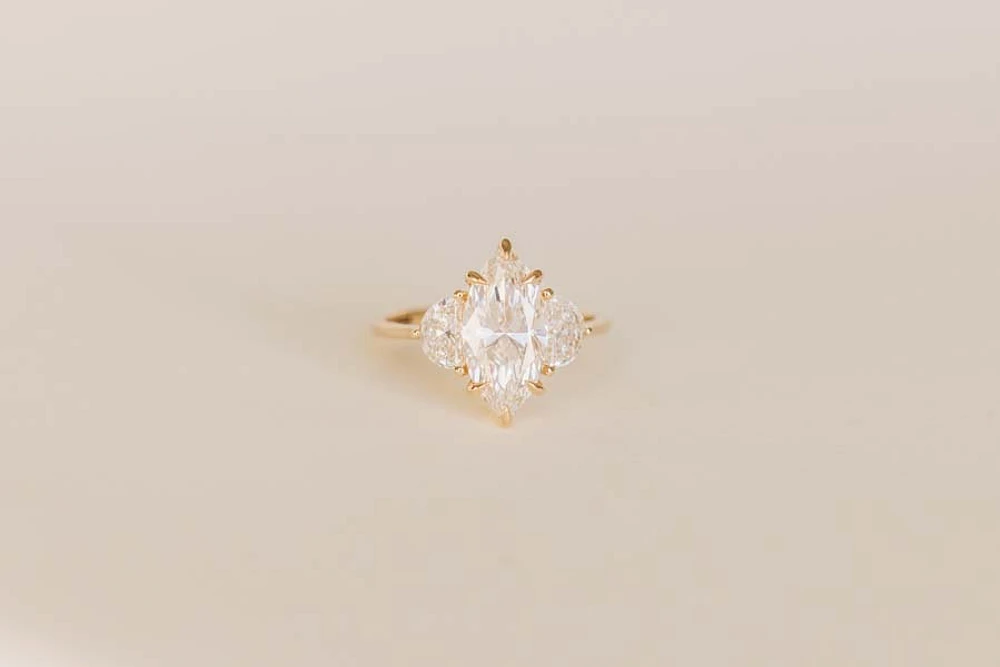 Marquise Engagement Ring with 3.20 Carat TW of Lab Created Diamonds in 14kt Yellow Gold