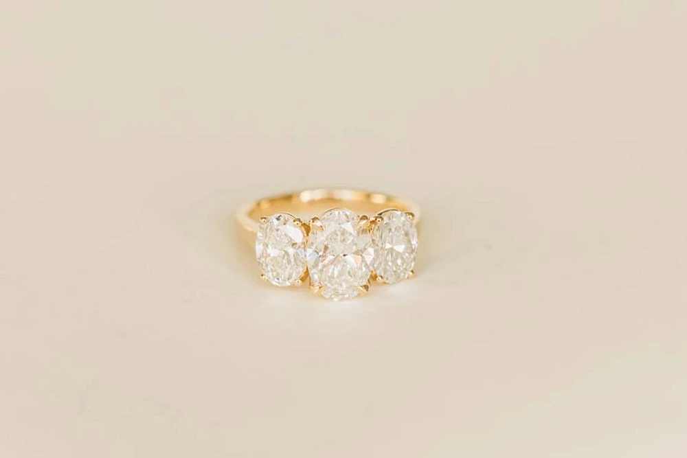 Trinity Engagement Ring with 4.00 Carat TW of Lab Created Diamonds in 14kt Yellow Gold