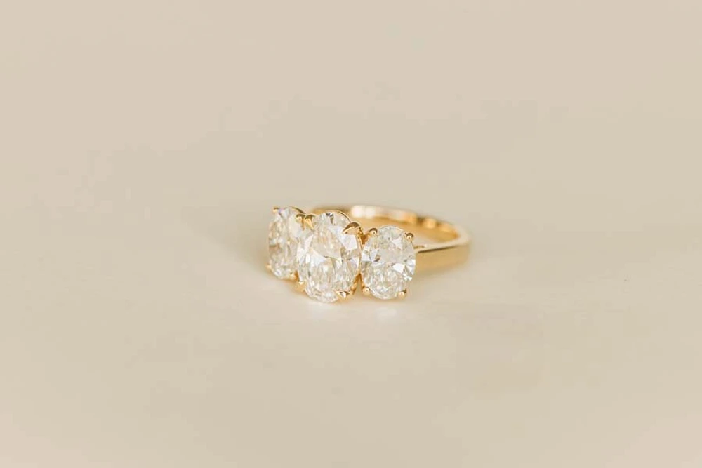 Trinity Engagement Ring with 4.00 Carat TW of Lab Created Diamonds in 14kt Yellow Gold