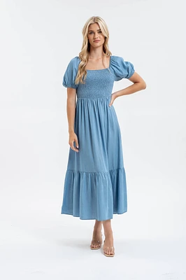 Perfect Morning Chambray Midi Dress