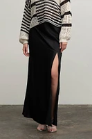 Upscale Lounge Satin Midi Skirt