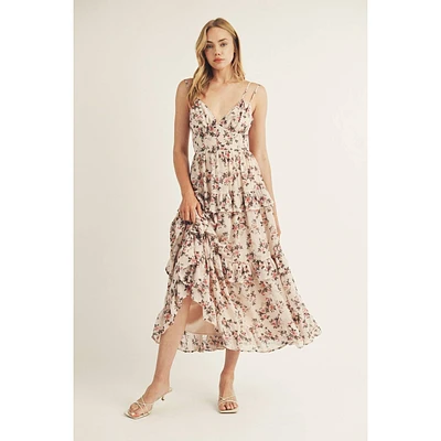 Ruffled Rose Midi Dress