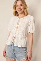 Delicate Flower Tie Front Top