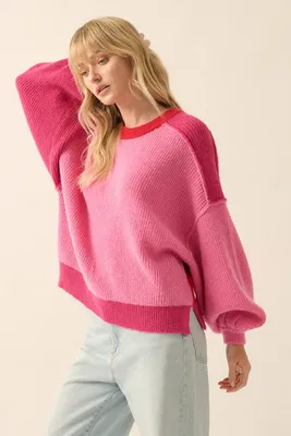 Red and Pink Colorblock Sweater