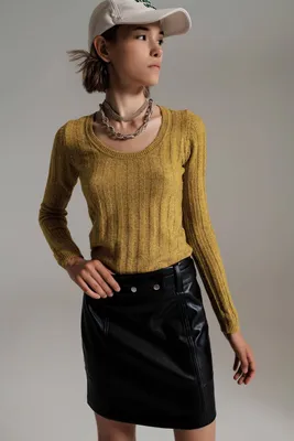 Light Olive Rib Knit Sweater