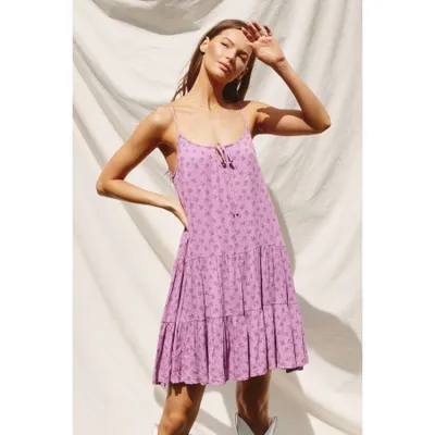 Fresh Picked Lilacs Tiered Swing Dress