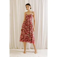 Berry Floral Midi Dress