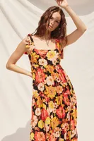 Flower Trip Babydoll Tie Shoulder Dress