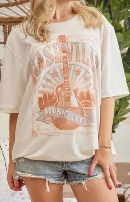 Nashville Music City Retro Oversized T Shirt