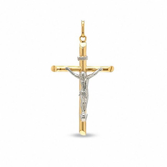 10K Two-Tone Gold Crucifix Charm|Peoples Jewellers