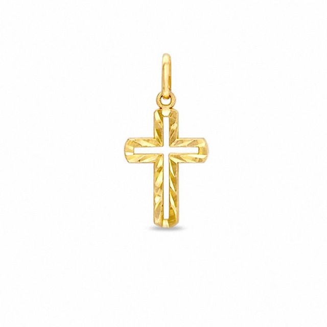 10K Gold Diamond-Cut Open Cross Charm|Peoples Jewellers