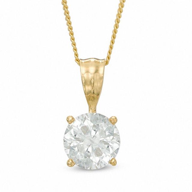 1.00 CT. Certified Diamond Solitaire Crown Royal Pendant in 14K Gold (J/I3