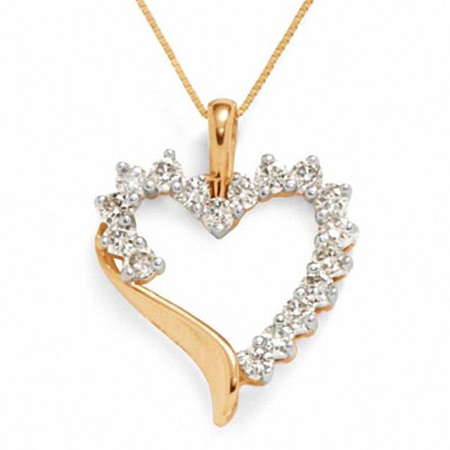 1.00 CT. T.W. Diamond Shadow Heart Pendant in 10K Gold|Peoples Jewellers