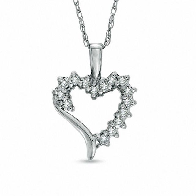 0.15 CT. T.W. Diamond Heart Pendant in 10K White Gold|Peoples Jewellers