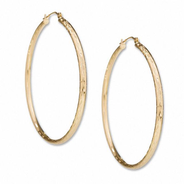 45mm Diamond-Cut Hoop Earrings in 14K Gold|Peoples Jewellers