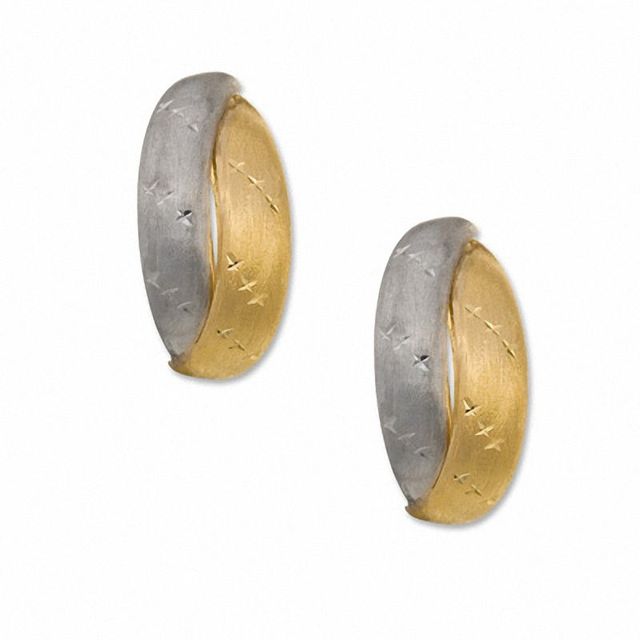 14K Two-Tone Gold Overlap Hoop Earrings|Peoples Jewellers