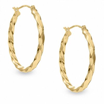 24.0mm Corrugated Twist Hoop Earrings in 14K Gold|Peoples Jewellers