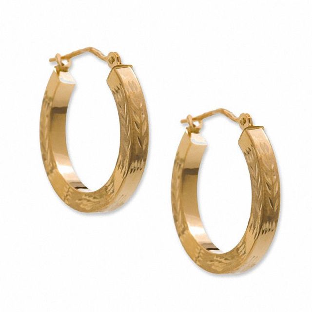 2.5mm Diamond-Cut Square Hoop Earrings in 14K Gold|Peoples Jewellers