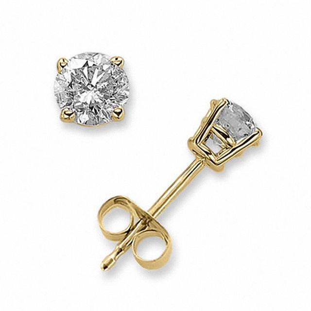 0.60 CT. T.W. Diamond Solitaire Stud Earrings in 14K Gold|Peoples Jewellers