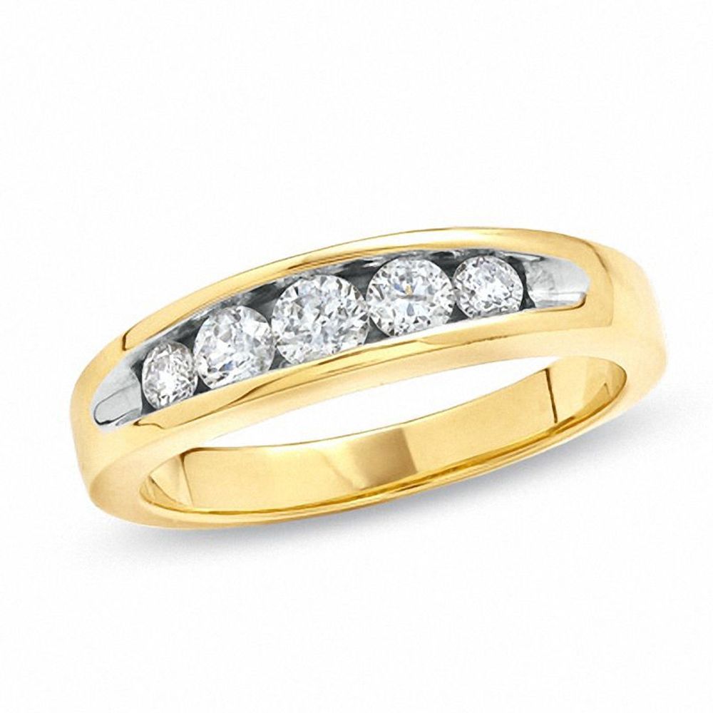 Ladies' 0.50 CT. T.W. Diamond Five Stone Wedding Band in 14K Gold|Peoples Jewellers