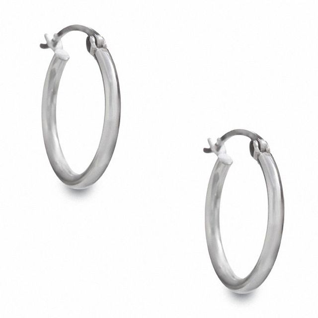 20.0mm Medium Hoop Earrings in 14K White Gold|Peoples Jewellers