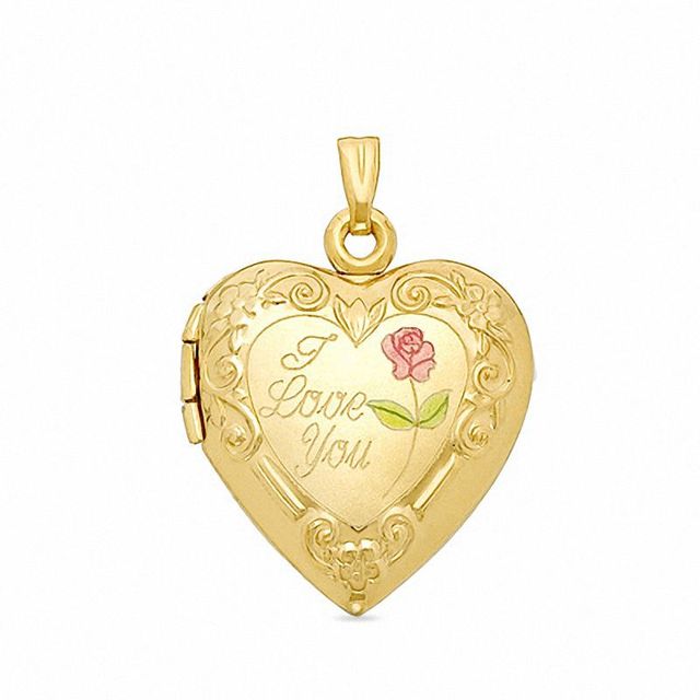 10K Tri-Tone Gold "I Love You" Heart Locket|Peoples Jewellers