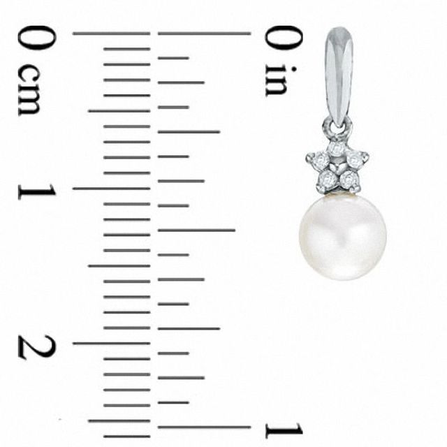 5.5-6.0mm Freshwater Cultured Pearl and Diamond Accent Drop Earrings in 10K White Gold