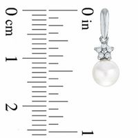 5.5-6.0mm Freshwater Cultured Pearl and Diamond Accent Drop Earrings in 10K White Gold|Peoples Jewellers