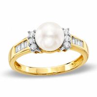 Freshwater Cultured Pearl and 0.26 CT. T.W. Diamond Ring in 10K Gold|Peoples Jewellers
