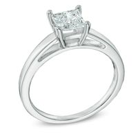 CT. Princess-Cut Diamond Solitaire Crown Royal Engagement Ring in 14K White Gold (I-J/I2)|Peoples Jewellers