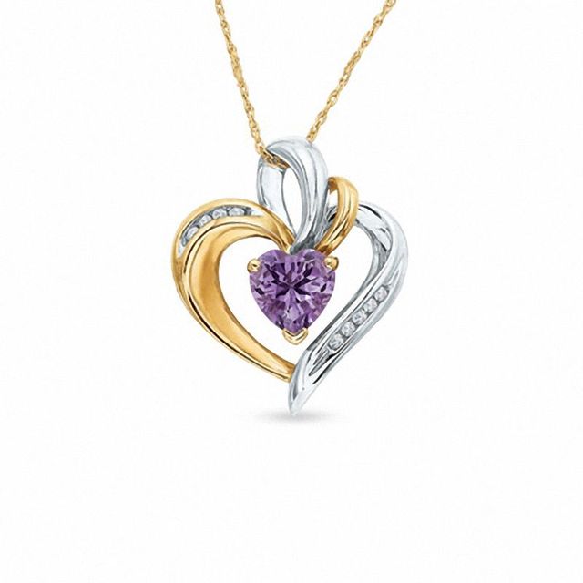 Peoples Amethyst and Diamond Accent Heart Pendant in 10K Two-Tone  Gold, Peoples Jewellers