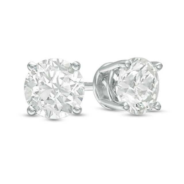 0.50 CT. T.W. Certified Diamond Solitaire Stud Earrings in 14K White Gold (J/I3)|Peoples Jewellers