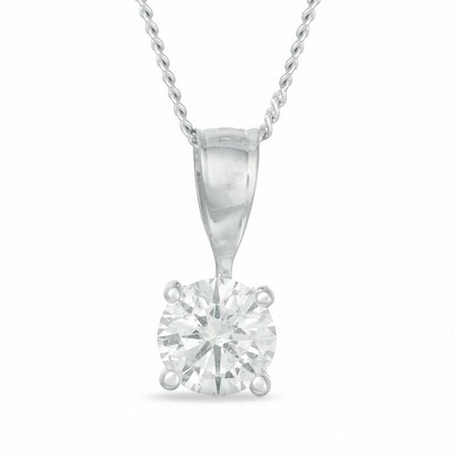 0.40 CT. Certified Diamond Solitaire Pendant in 14K White Gold (J/I3)|Peoples Jewellers