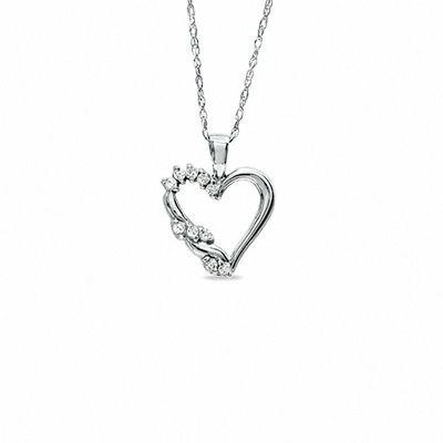 0.12 CT. T.W. Diamond Heart Pendant in 10K White Gold|Peoples Jewellers